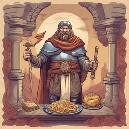 A Dungeons & Dragons style illustration depicting a character who has taken the Oath of the Pastafarian