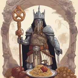 A Dungeons & Dragons style illustration depicting a character who has taken the Oath of the Pastafarian