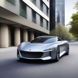 A sleek car with a low frontal area and a slim design, showcasing aerodynamic lines and a modern, stylish look