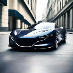 A sleek car with a low frontal area and a slim design, showcasing aerodynamic lines and a modern, stylish look