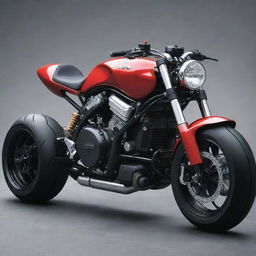 A motorcycle, previously ordinary-looking, now transformed into an ultra-cool, high-tech, souped-up machine.