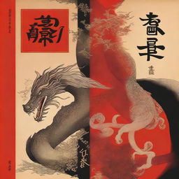 The book cover titled 'Sob o Signo do Dragão' is positioned at the top, with elegant and imposing typography, perhaps in a style reminiscent of Japanese calligraphy, using red or gold tones to highlight the power and intensity of the narrative