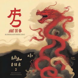 The book cover titled 'Sob o Signo do Dragão' is positioned at the top, with elegant and imposing typography, perhaps in a style reminiscent of Japanese calligraphy, using red or gold tones to highlight the power and intensity of the narrative