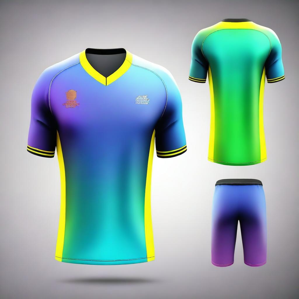 Create a jersey design with bright gradient colors including light blue, green, and yellow