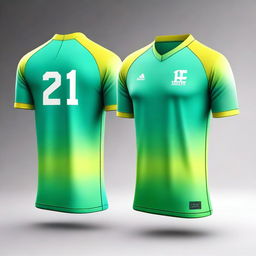 Create a jersey design with bright gradient colors including light blue, green, and yellow