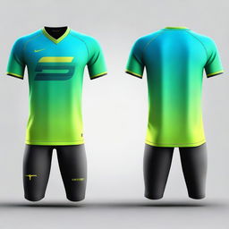 Create a jersey design with bright gradient colors including light blue, green, and yellow