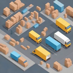 Create an image depicting a modern logistics operation focused on the transportation of finished goods