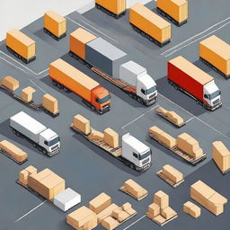 Create an image depicting a modern logistics operation focused on the transportation of finished goods