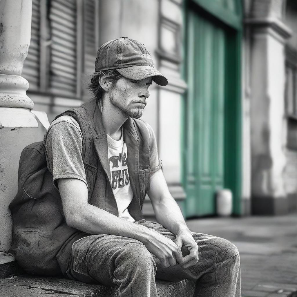 A 22-year-old white ex-Vietnam soldier, homeless and sitting on the streets of New Orleans