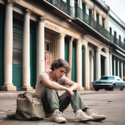 A 22-year-old white ex-Vietnam soldier, homeless and sitting on the streets of New Orleans