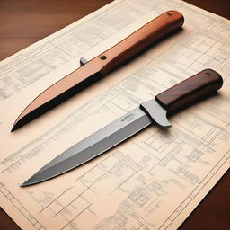 Create detailed designs and blueprints of various knives, axes, and other cutting tools