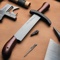 Create detailed designs and blueprints of various knives, axes, and other cutting tools