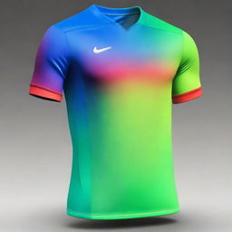 Create a jersey top design with gradient colors in blue, red, and green