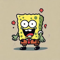 A simple t-shirt design featuring a zombie version of SpongeBob SquarePants