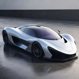 A concept supercar that combines the aerodynamic, sporty design of a McLaren with the radical, futuristic design of a Devel Sixteen.