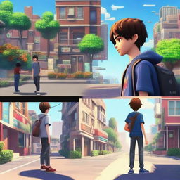 A teenage boy living in two worlds: one in a video game and the other in the real world