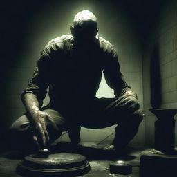 El personaje principal de Outlast sosteniendo un trofeo de platino de PS4