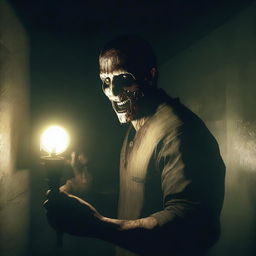 El personaje principal de Outlast sosteniendo un trofeo de platino de PS4