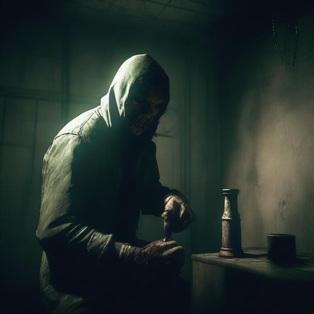 El personaje principal de Outlast sosteniendo un trofeo de platino de PS4