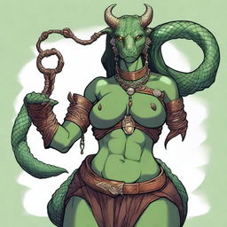 A detailed and sensual illustration of a female Dragonborn character from Dungeons & Dragons