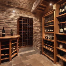 A cozy wine cellar located underneath a staircase