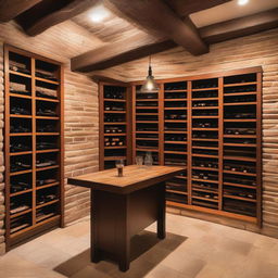 A cozy wine cellar located underneath a staircase