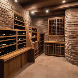 A cozy wine cellar located underneath a staircase