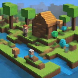 Create an image of Minecraft characters and landscapes in a Latin American setting, rendered in pixel art style