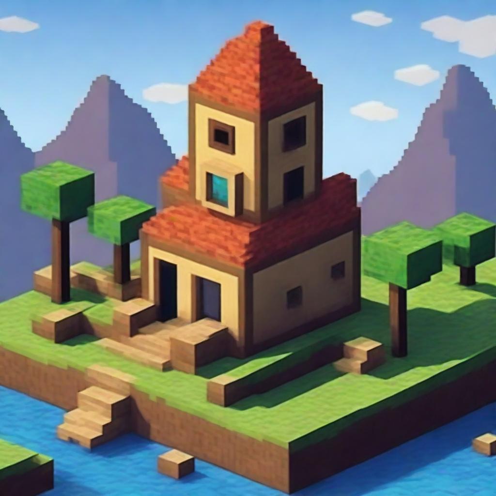 Create an image of Minecraft characters and landscapes in a Latin American setting, rendered in pixel art style