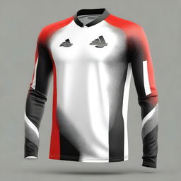 Create a jersey top design with gradient colors in black, red, and white