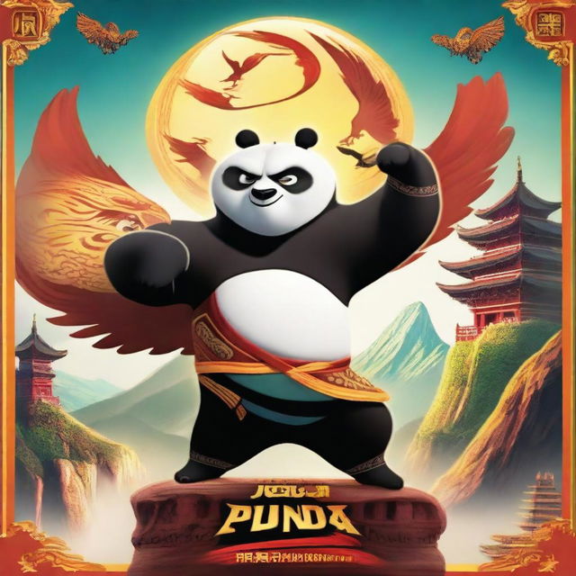 A vibrant and action-packed poster for 'Kung Fu Panda 5: The Celestial Phoenix'