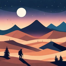 A serene and beautiful landscape inspired by Alto's Odyssey, featuring vast deserts, rolling sand dunes, and stunning sunsets