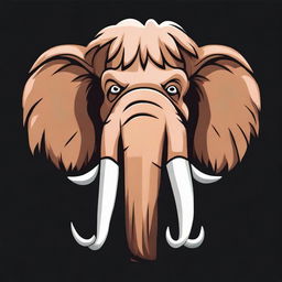 A cartoon head of a mammoth on a black background