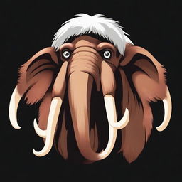 A cartoon head of a mammoth on a black background