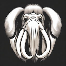 A cartoon head of a mammoth on a black background