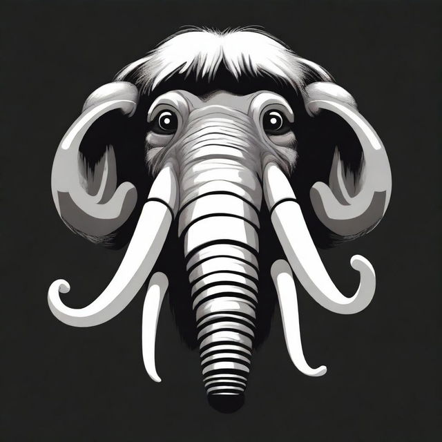 A cartoon head of a mammoth on a black background