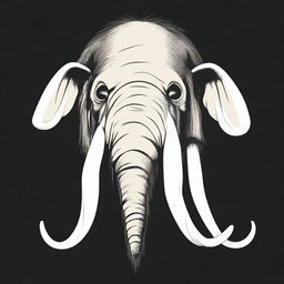 A cartoon head of a dead mammoth on a black background