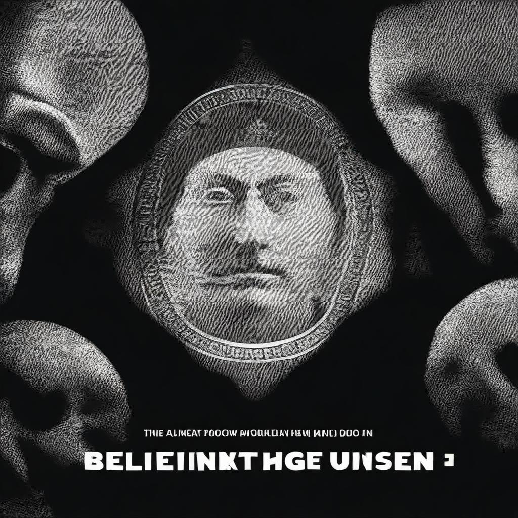 A wide aspect image titled 'Believing the Unseen: The Psychology Behind Conspiracy Theories in Media' in the style of analog film