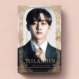 Create a book cover featuring a picture of Kim Taehyung with the title 'Guardian's Obsession'