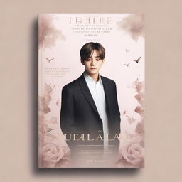 Create a book cover featuring a picture of Kim Taehyung with the title 'Guardian's Obsession'