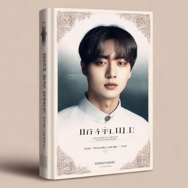 Create a book cover featuring a picture of Kim Taehyung with the title 'Guardian's Obsession'