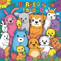 A children's coloring book cover featuring a partially colored drawing with vibrant colors and various animals