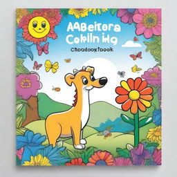 A beautiful A4-sized children's coloring book cover without any title, letters, or header, featuring a partially colored drawing with crayons and colored pencils