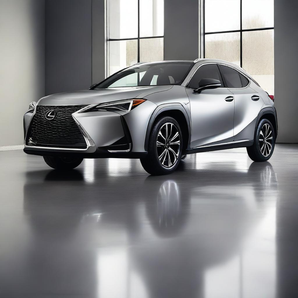 A high-quality image of a Lexus UX in grey color