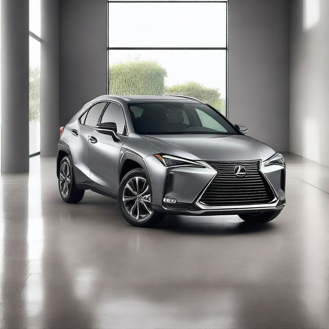 A high-quality image of a Lexus UX in grey color