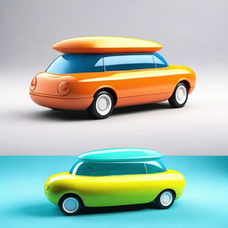 A car designed to look like a float, with an inflated shape but retaining the overall realistic features of a car