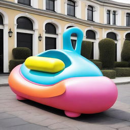 A car designed to look like a float, with an inflated shape but retaining the overall realistic features of a car