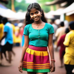 A teenage girl from Kerala wearing a short skirt