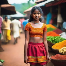 A teenage girl from Kerala wearing a short skirt