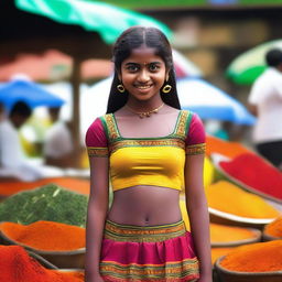 A teenage girl from Kerala wearing a short skirt